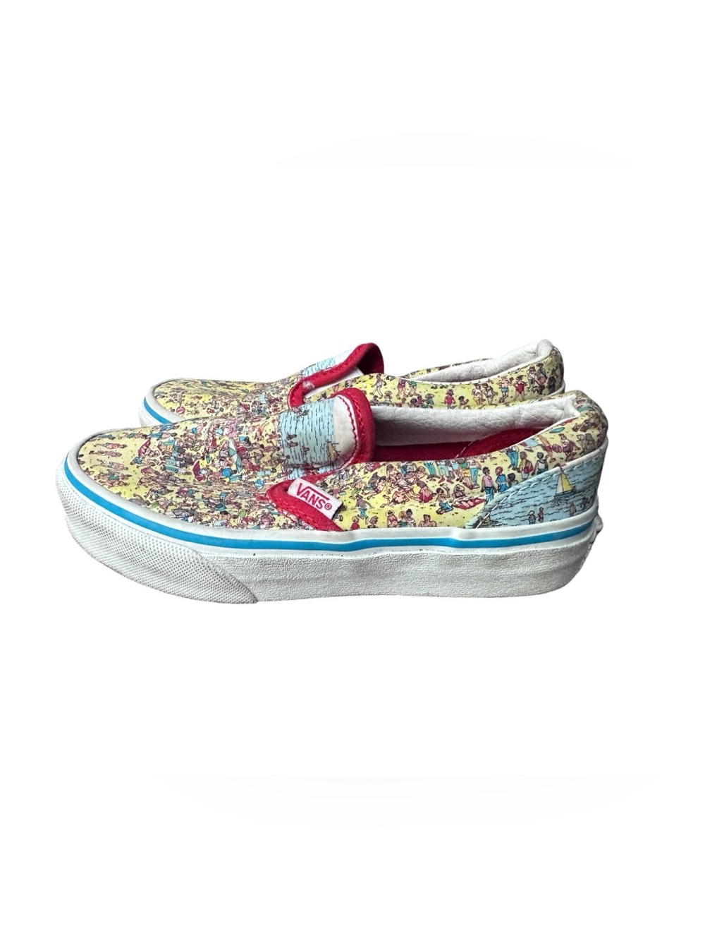 Vans Classic Slip-On Sneakers Where's Waldo Beach Theme Toddler Size 12 - Picture 2 of 7